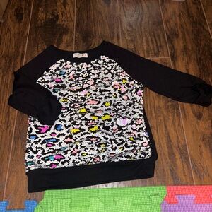 Adidas Black and Pink Long Sleeve Tee with Vibrant Pattern